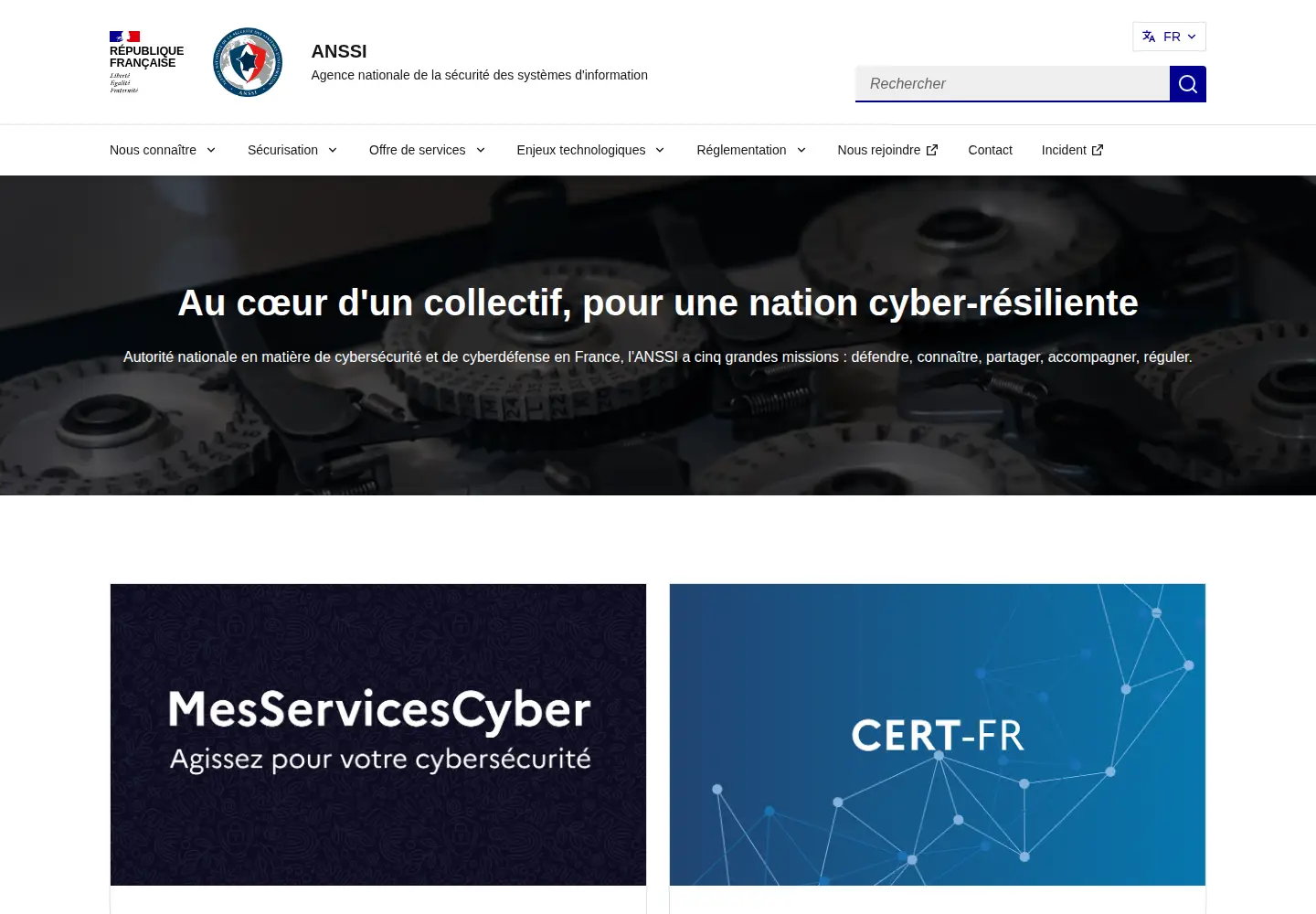 Screenshot of cyber.gouv.fr