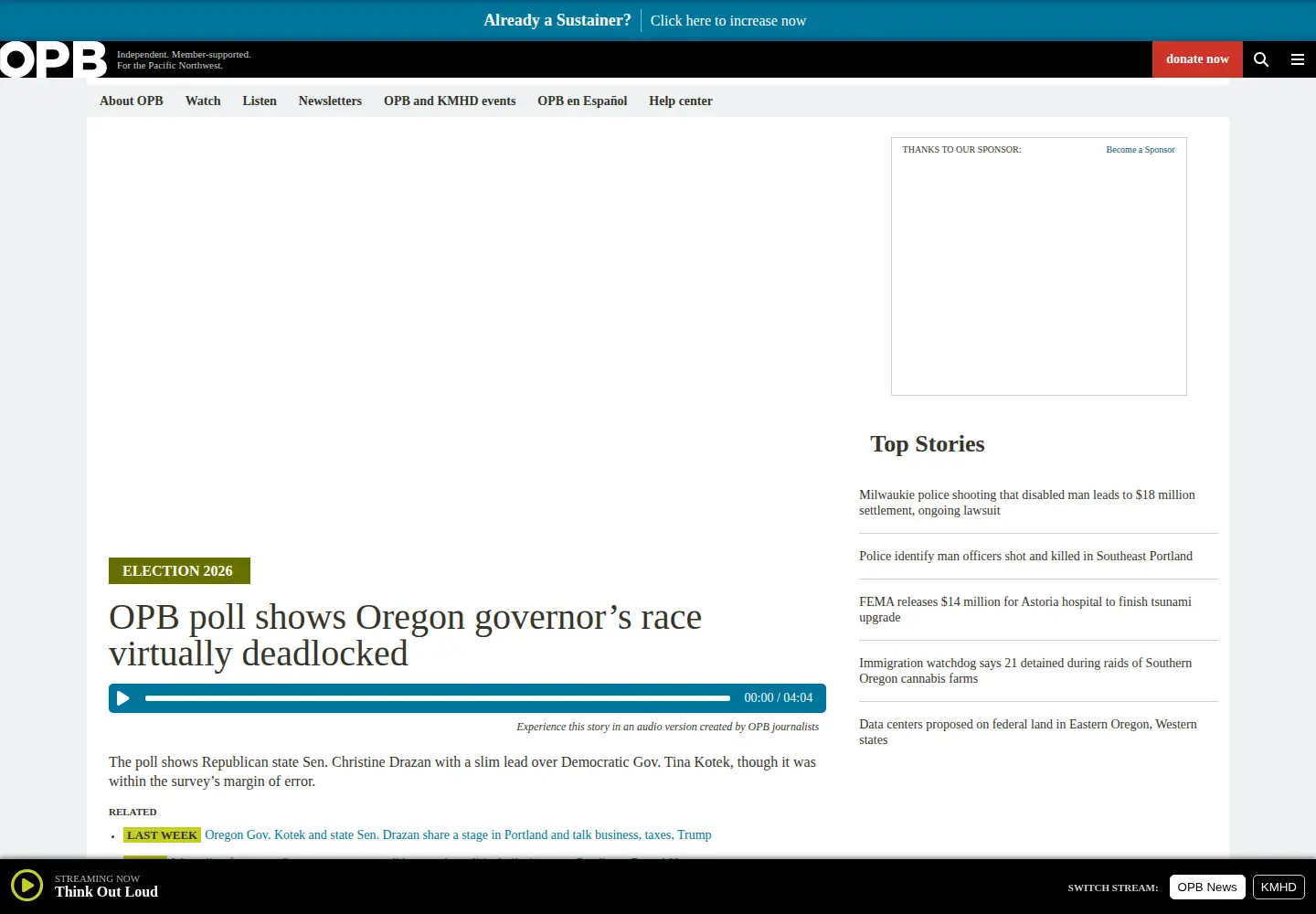 Screenshot of opb.org
