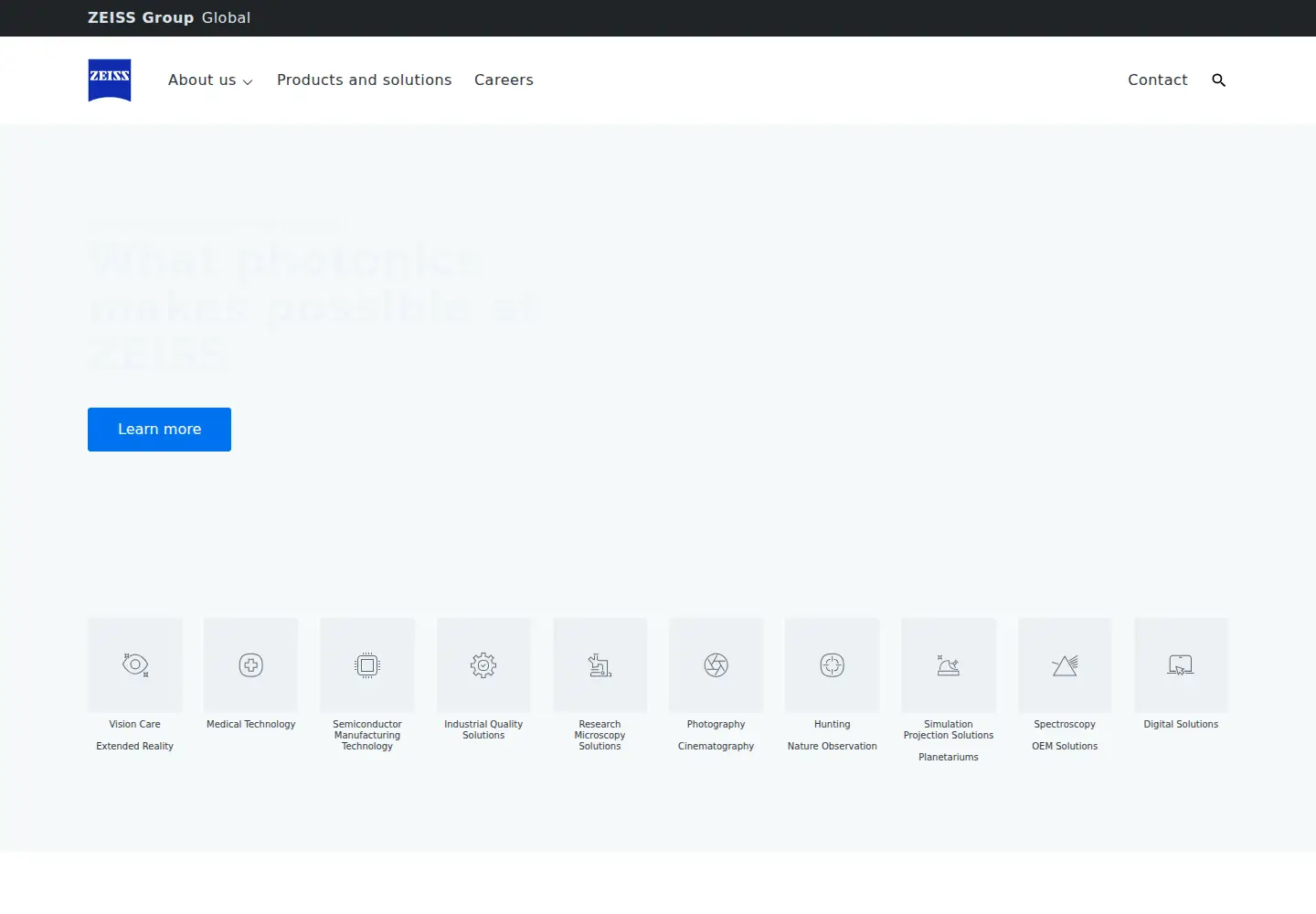 Screenshot of zeiss.com
