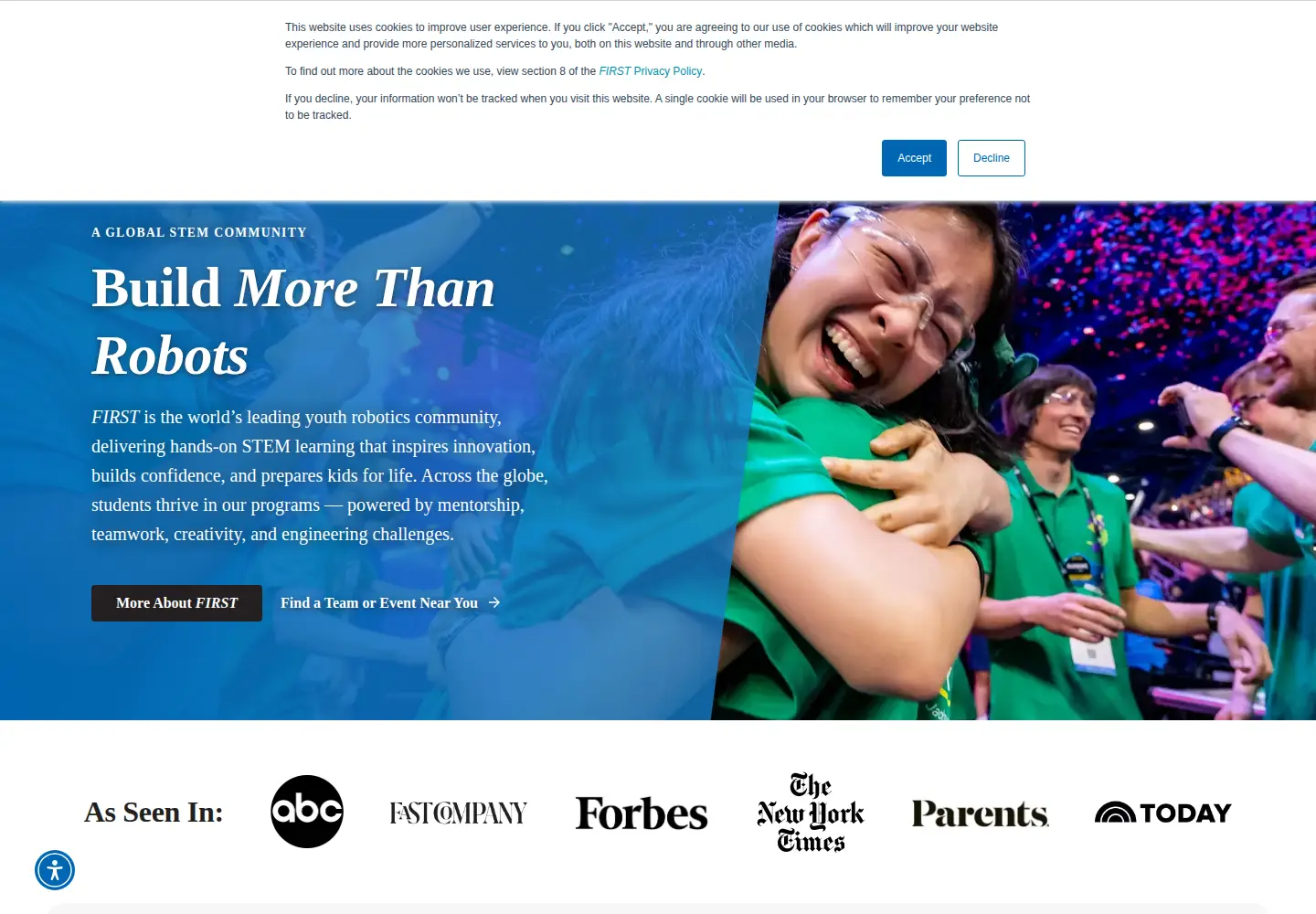 Screenshot of firstinspires.org