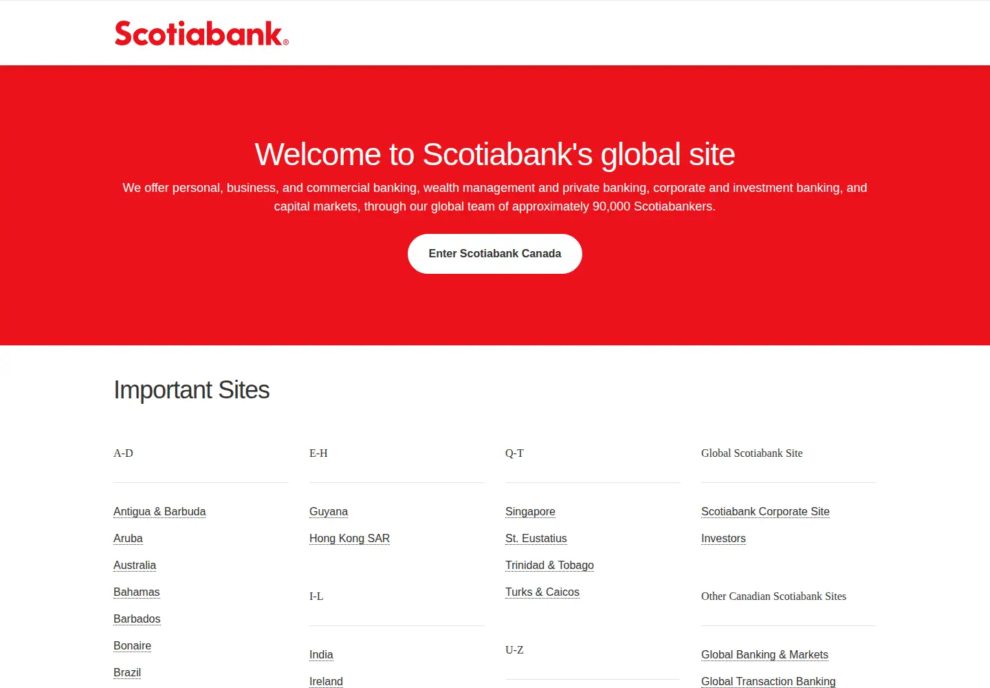 Screenshot of scotiabank.com