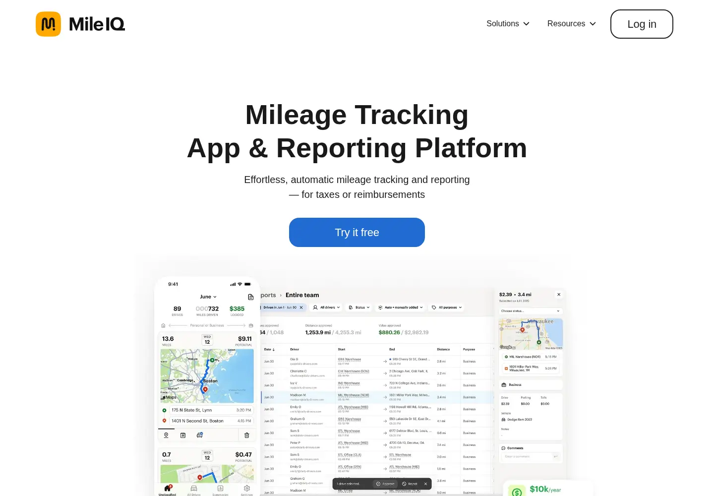 Screenshot of mileiq.com