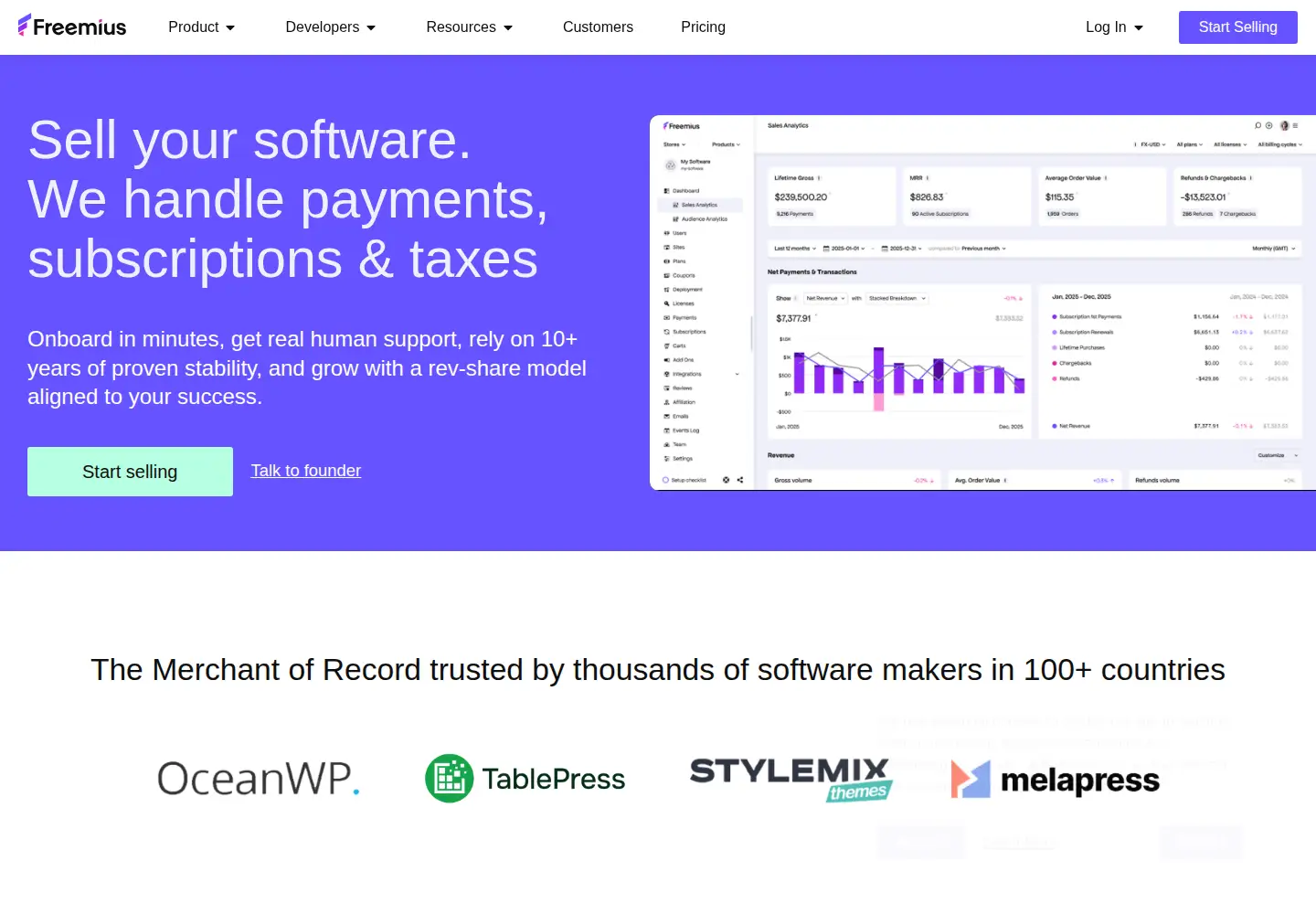 Screenshot of freemius.com