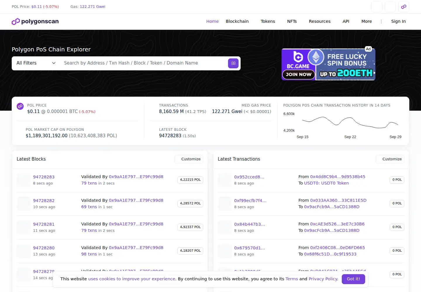 Screenshot of polygonscan.com