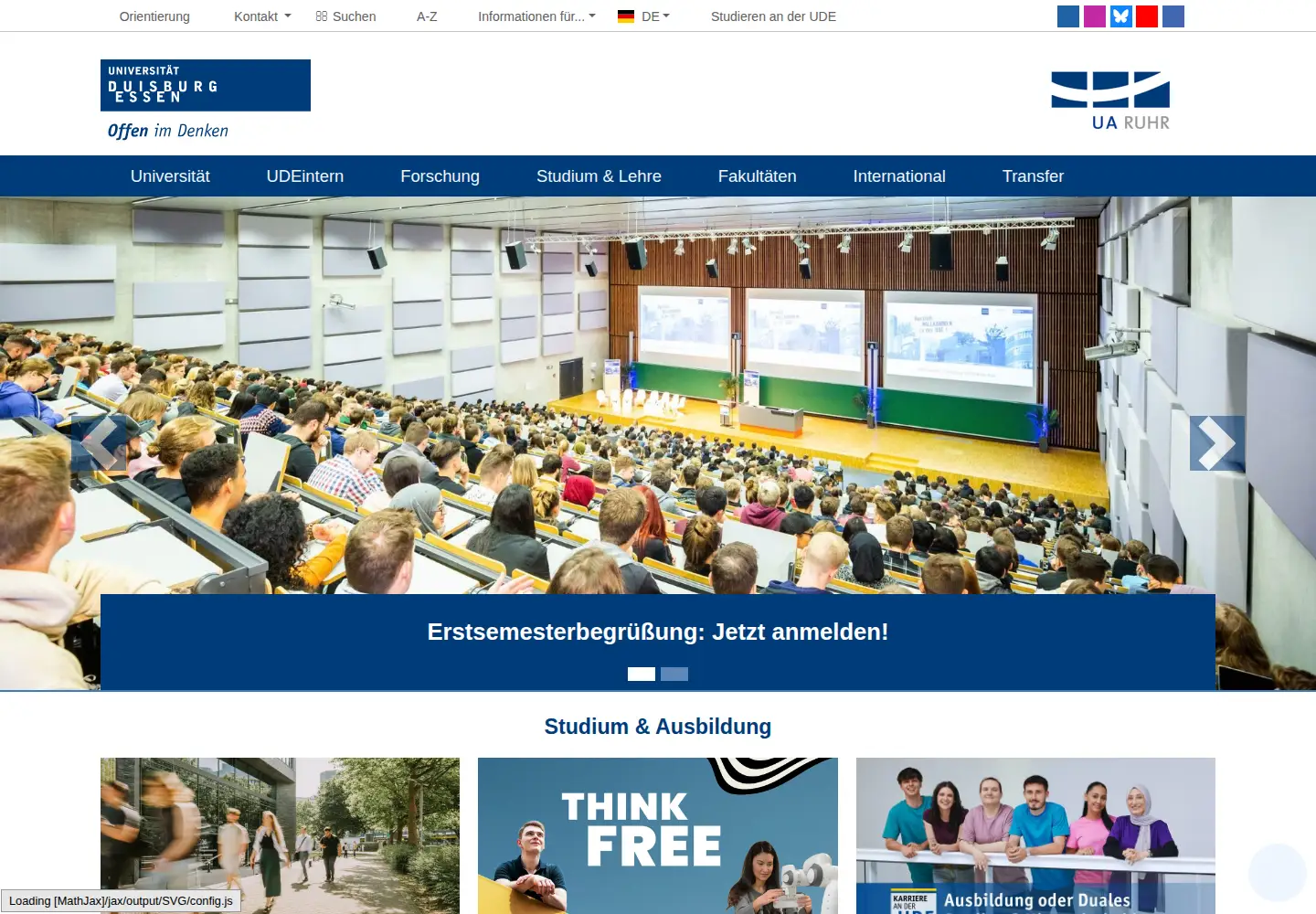 Screenshot of uni-due.de