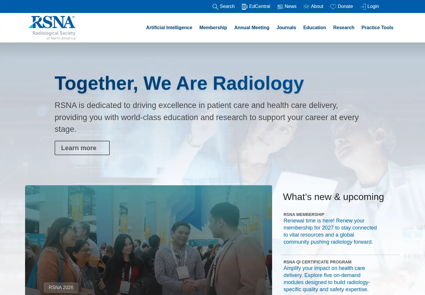 Screenshot of rsna.org