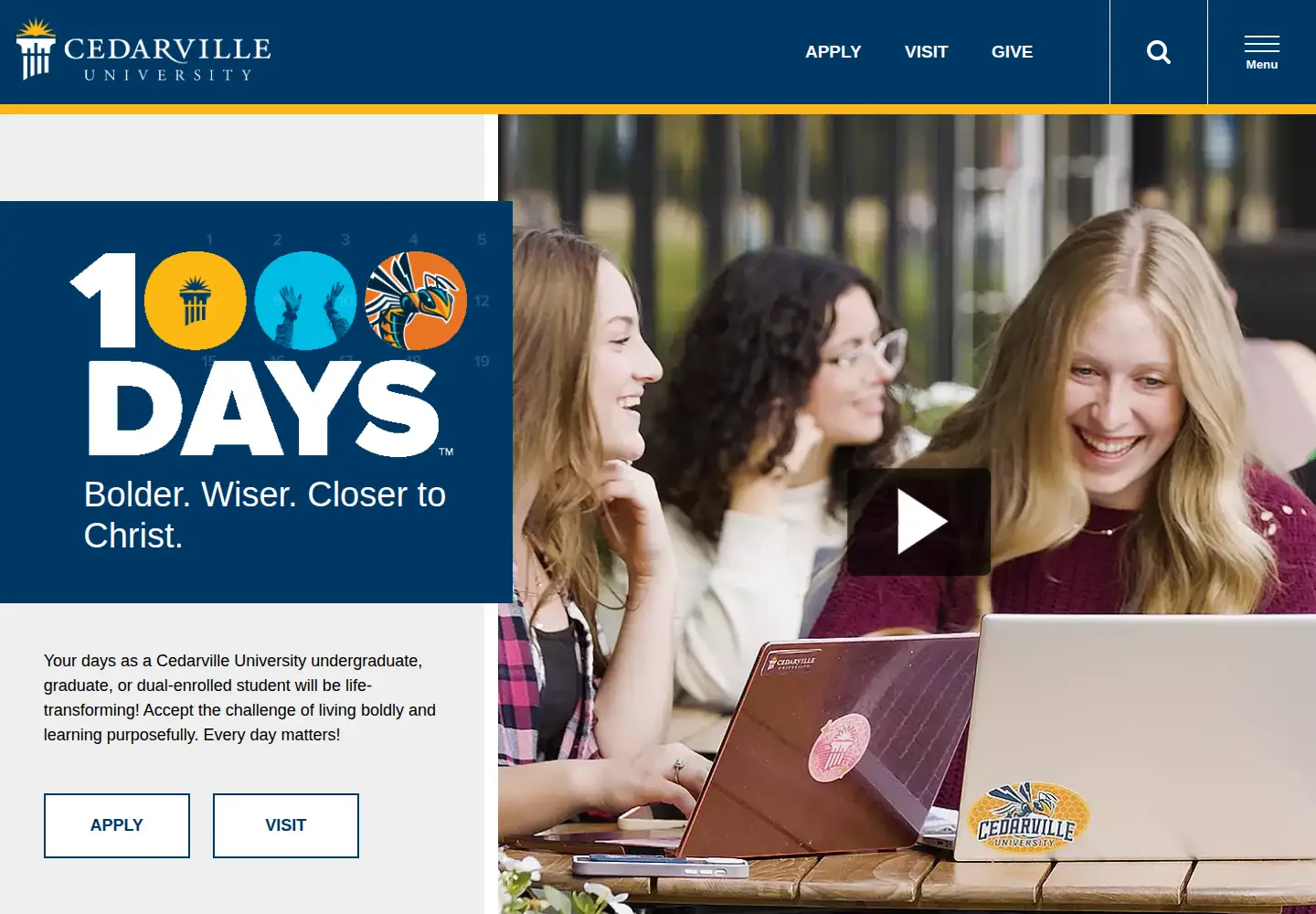 Screenshot of cedarville.edu