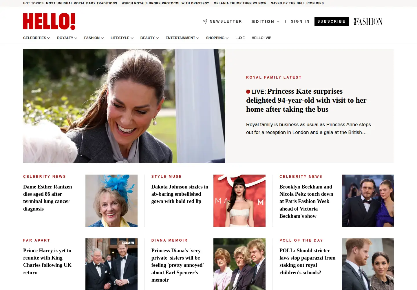 Screenshot of hellomagazine.com