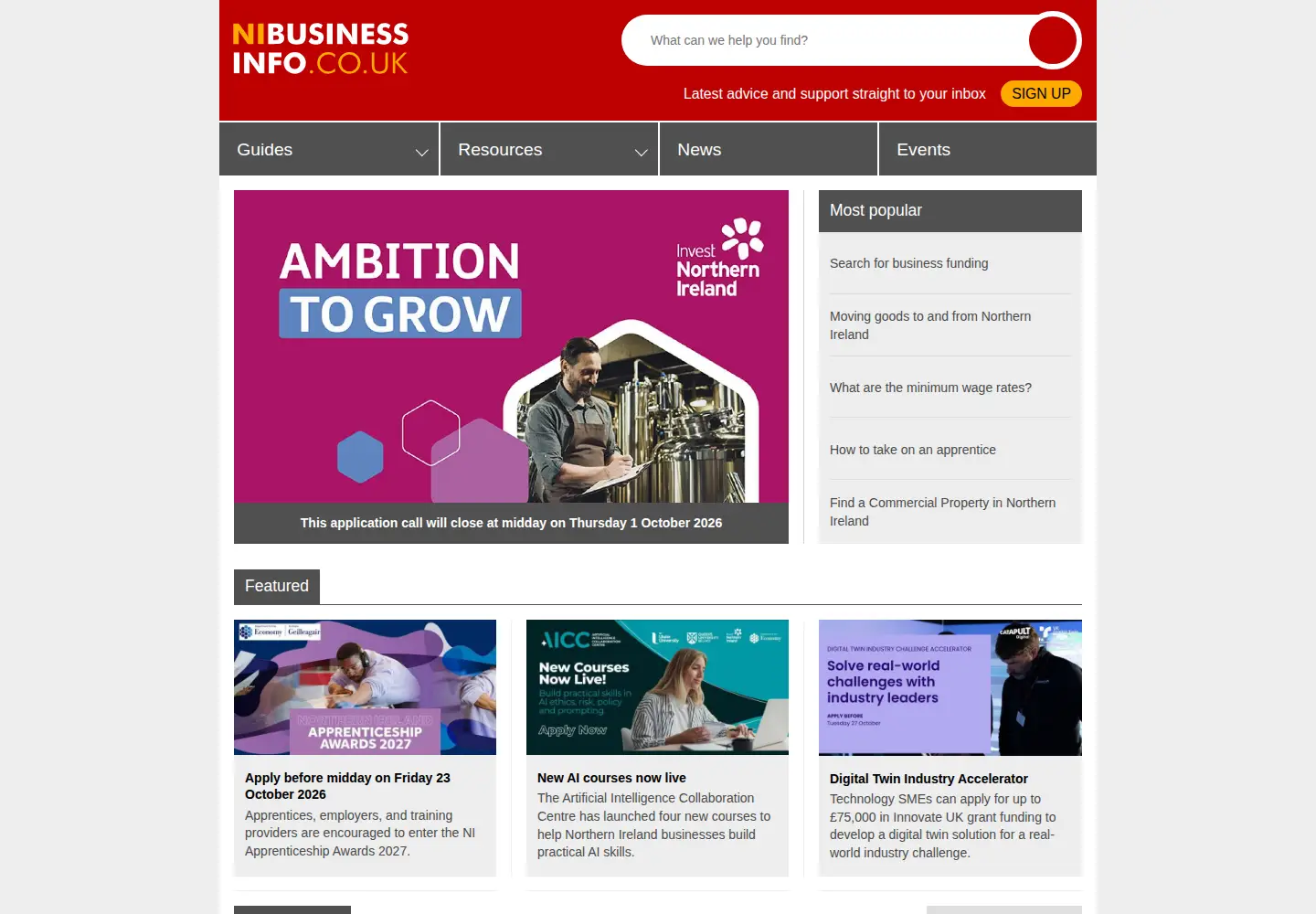 Screenshot of nibusinessinfo.co.uk