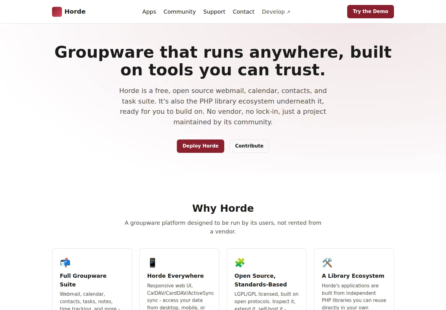 Screenshot of horde.org