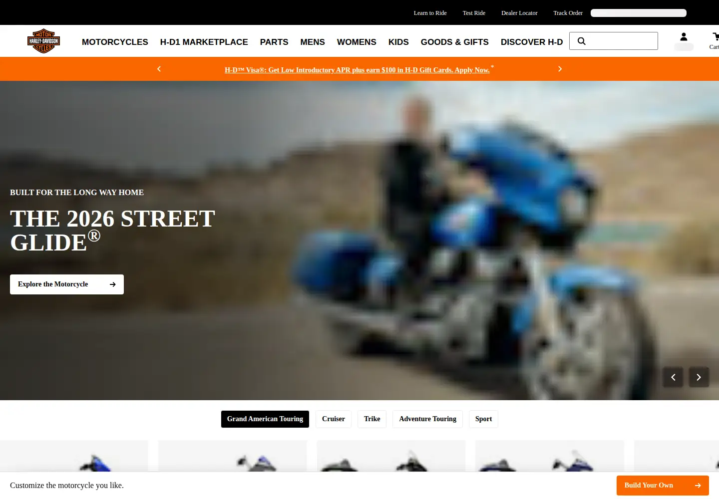 Screenshot of harley-davidson.com