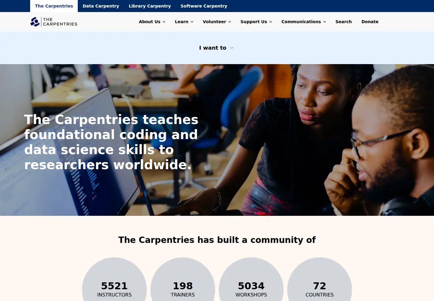 Screenshot of carpentries.org