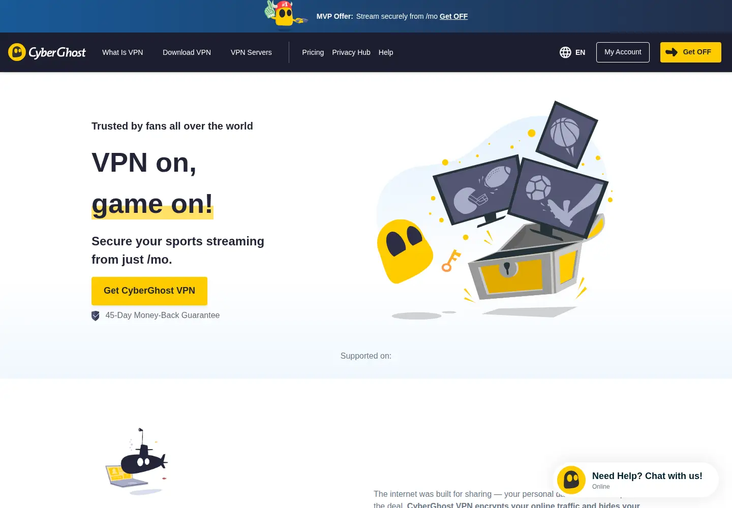 Screenshot of cyberghostvpn.com