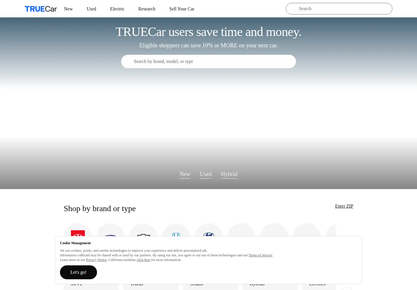 Screenshot of truecar.com