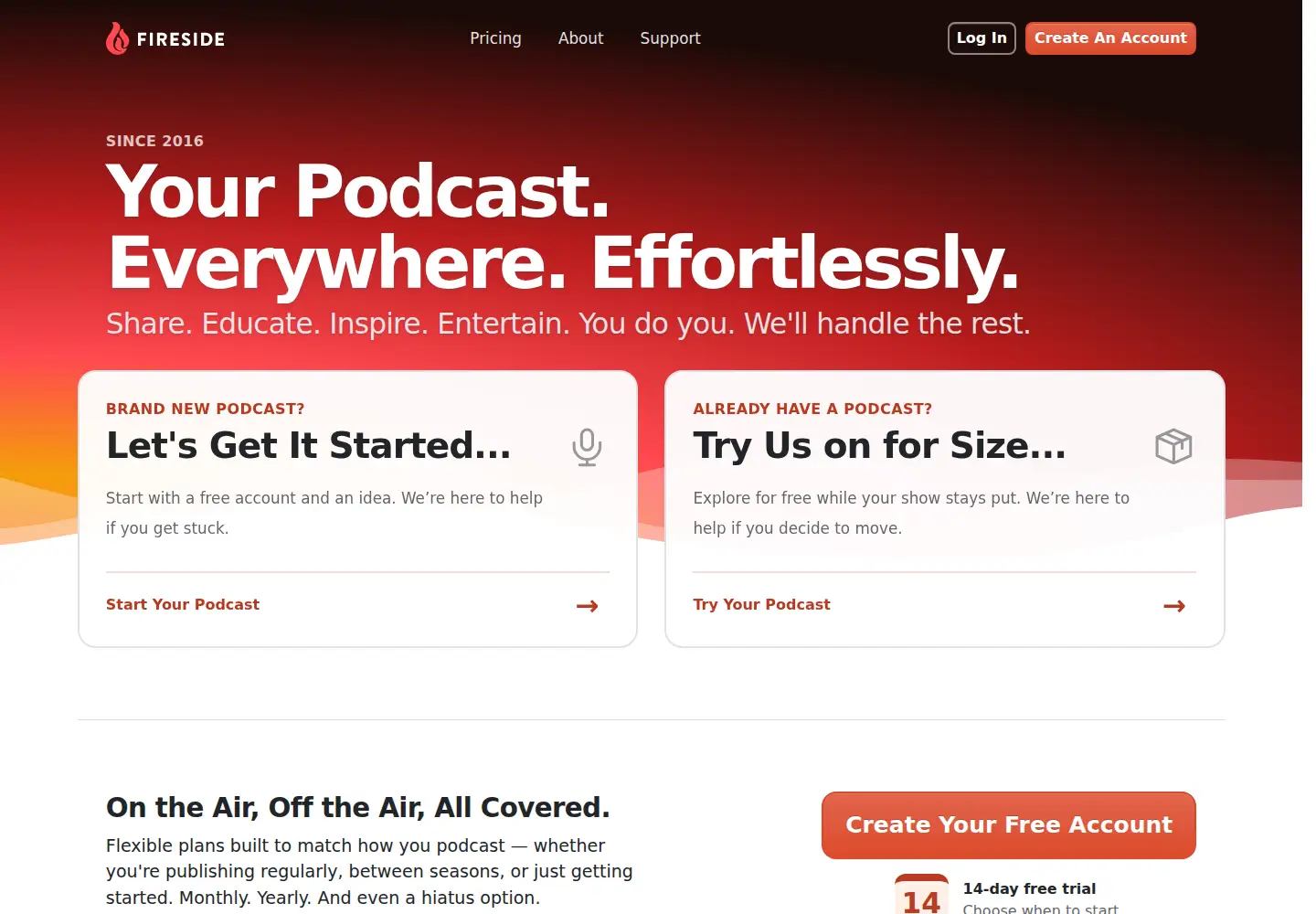 Screenshot of fireside.fm