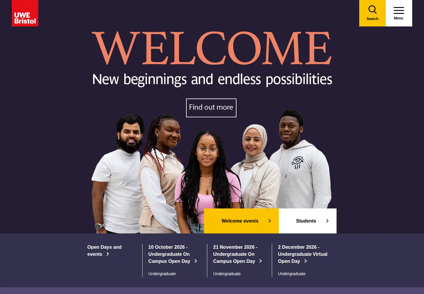 Screenshot of uwe.ac.uk