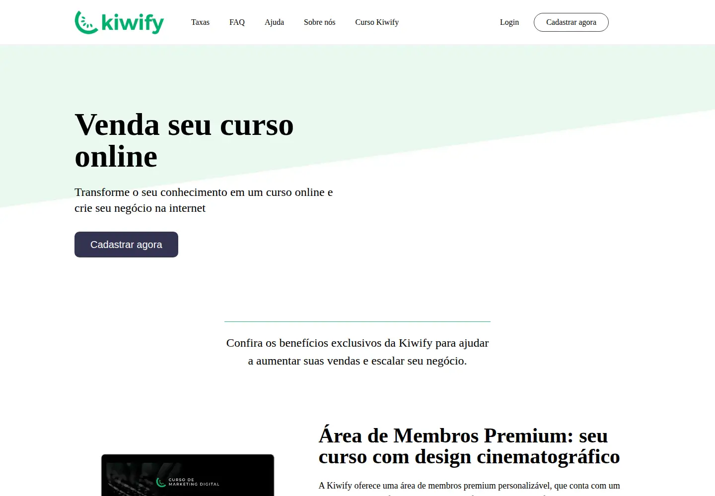 Screenshot of kiwify.com.br