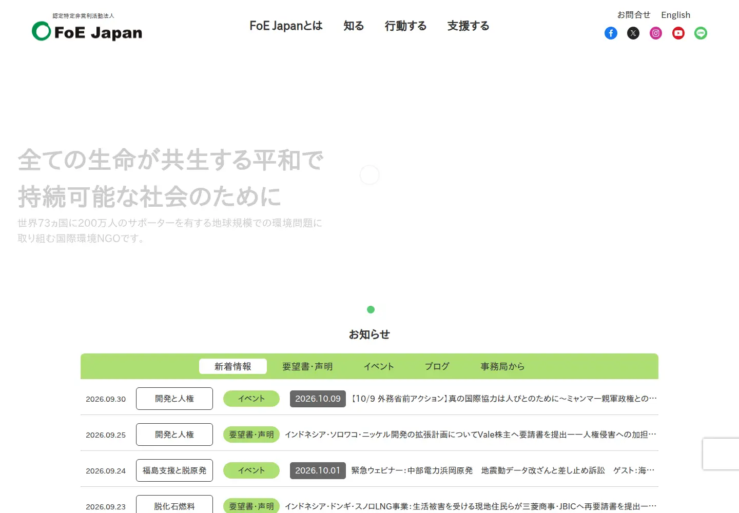 Screenshot of foejapan.org