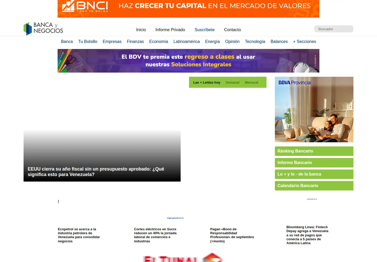 Screenshot of bancaynegocios.com