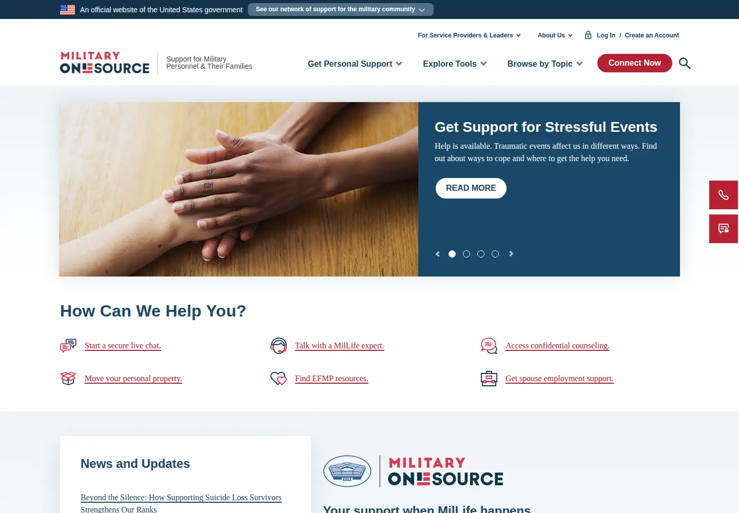 Screenshot of militaryonesource.mil