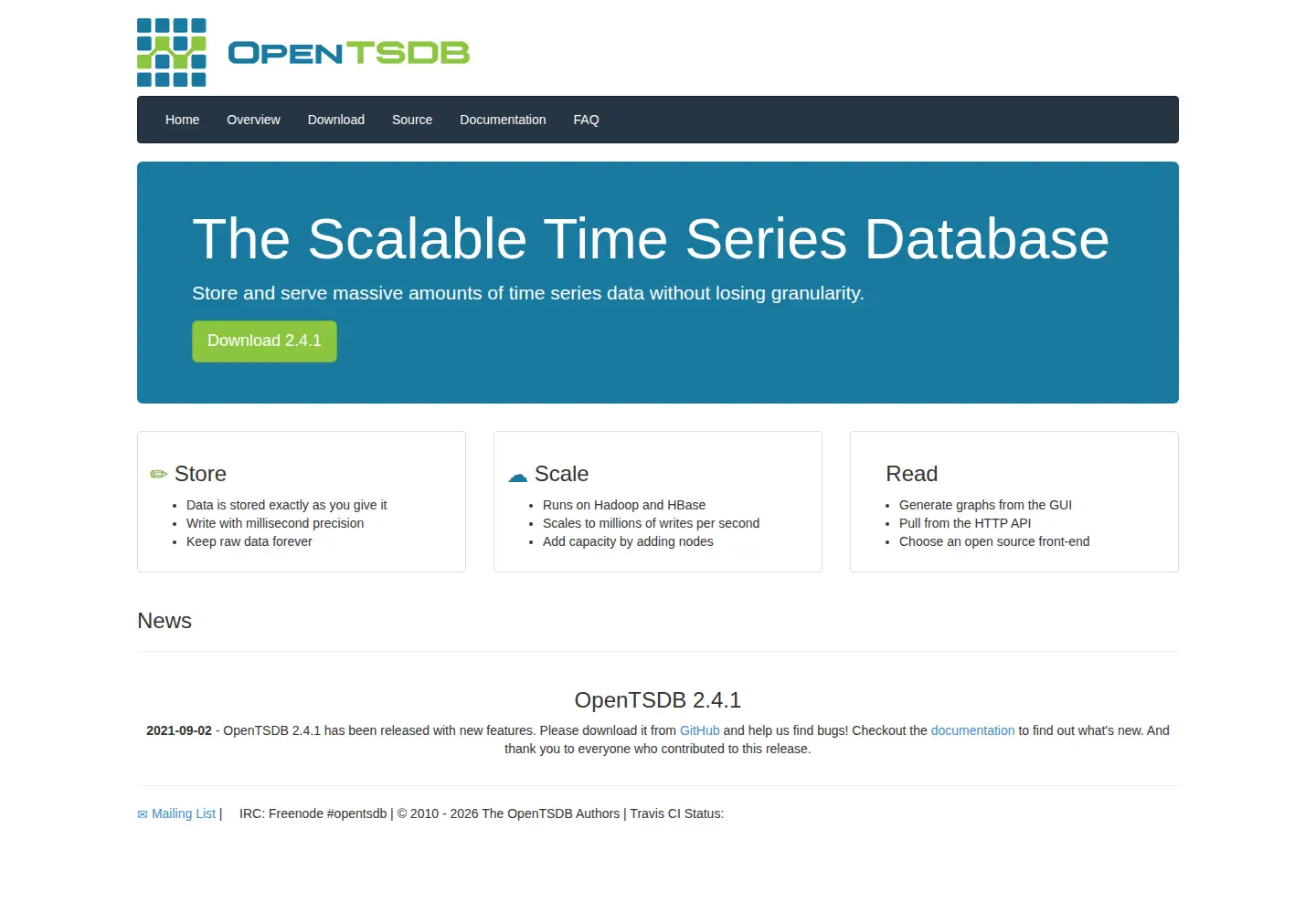 Screenshot of opentsdb.net