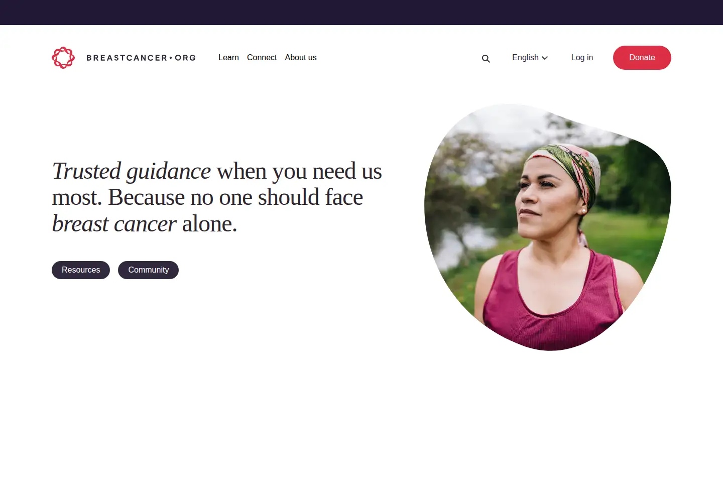 Screenshot of breastcancer.org
