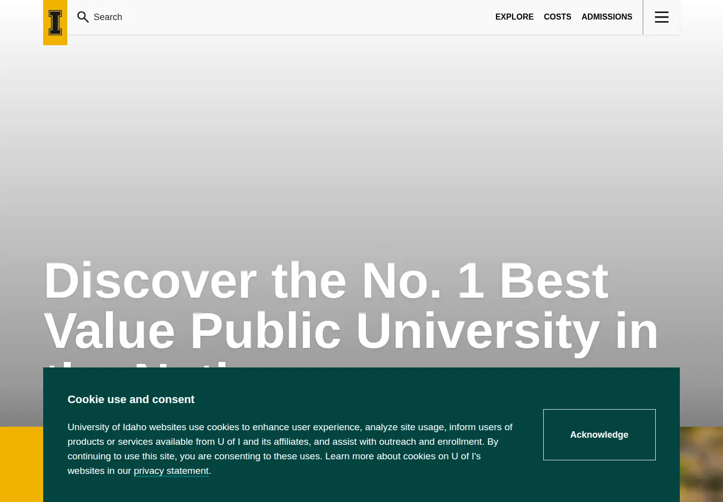 Screenshot of uidaho.edu