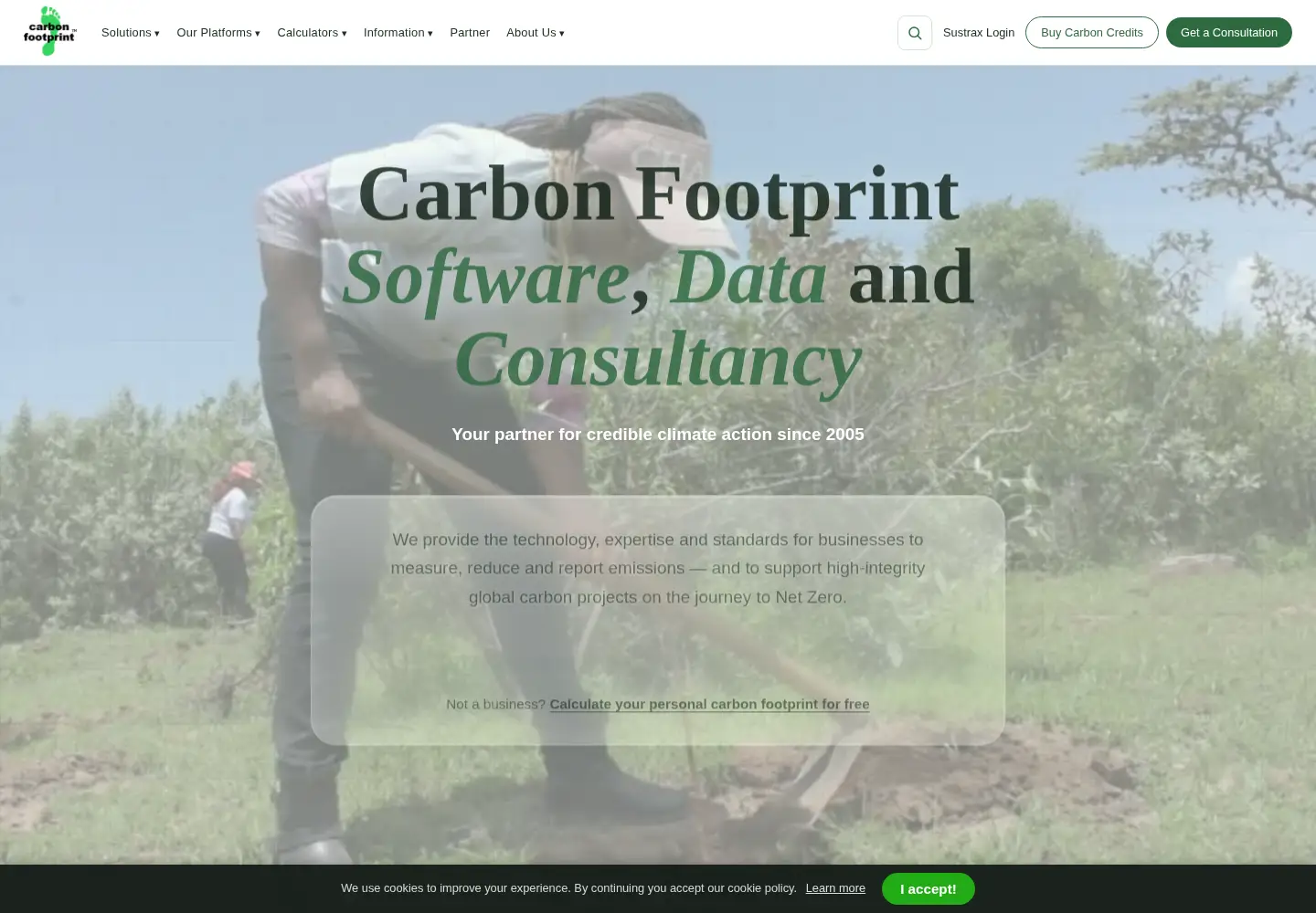 Screenshot of carbonfootprint.com
