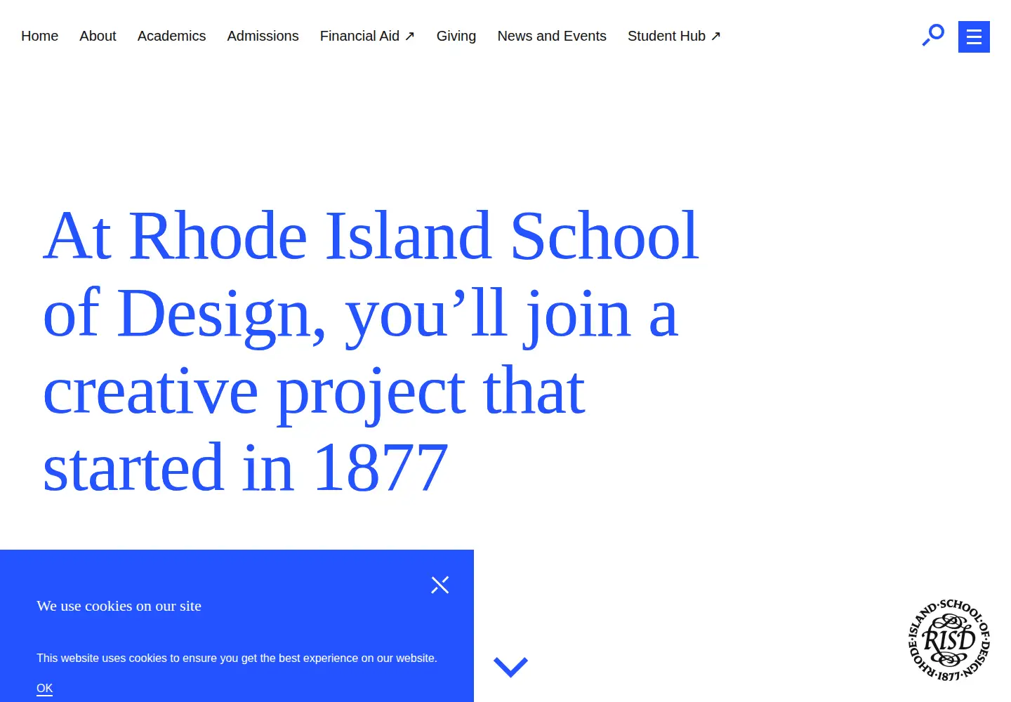 Screenshot of risd.edu