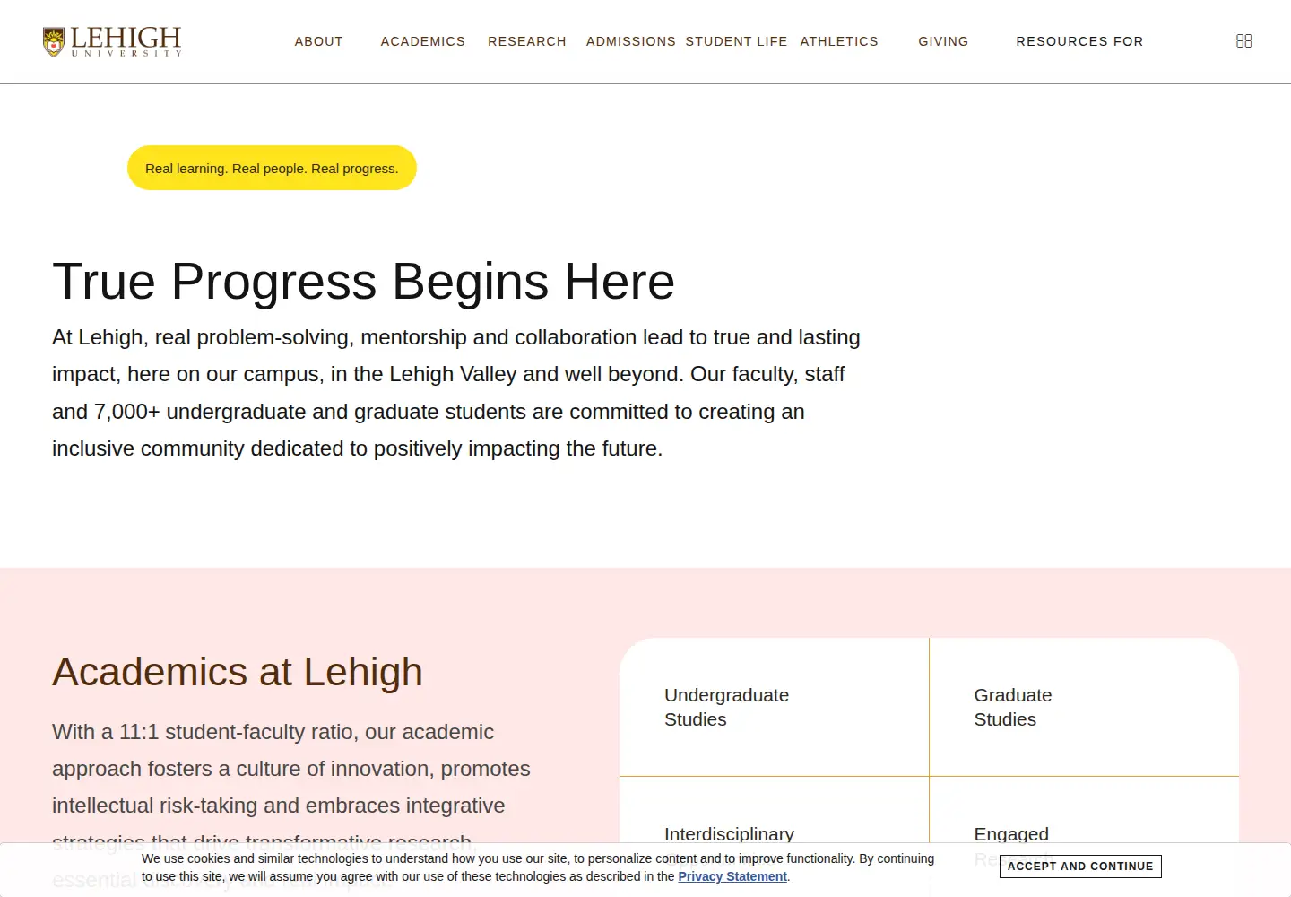 Screenshot of lehigh.edu