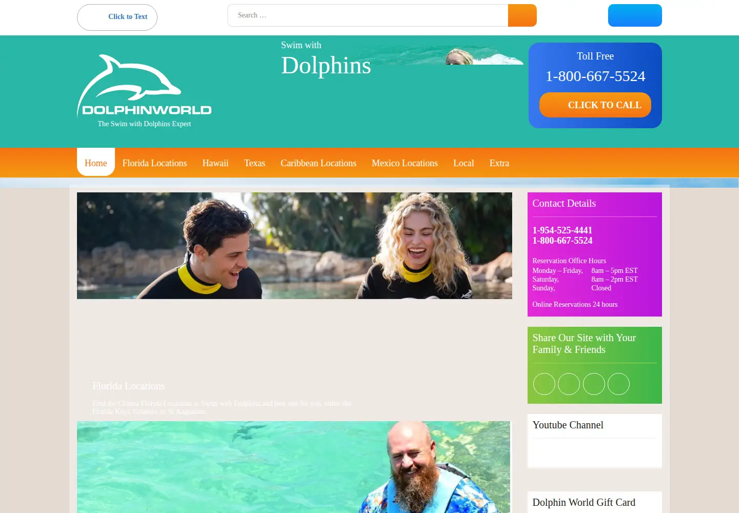 Captured homepage of dolphinworld.org in the current scan