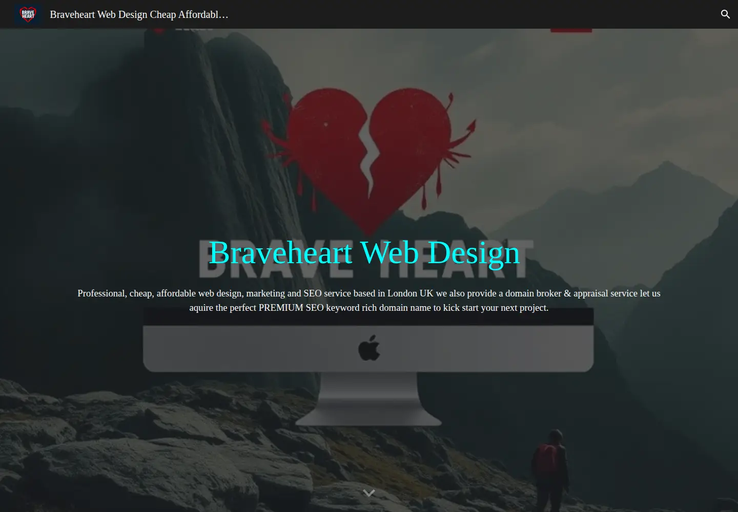 Captured homepage of braveheartwebdesign.co.uk in the current scan