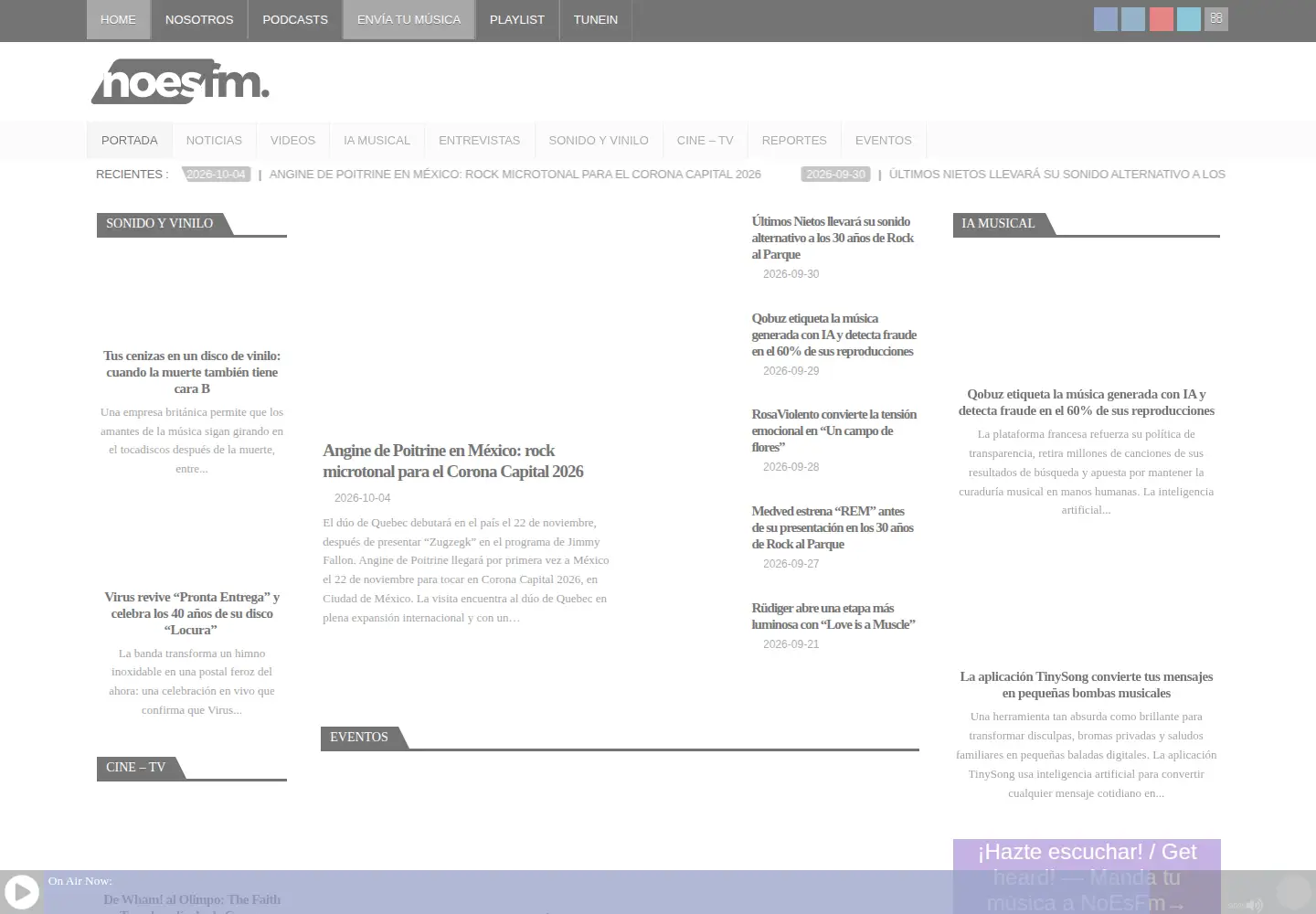 Captured homepage of noesfm.com in the current scan