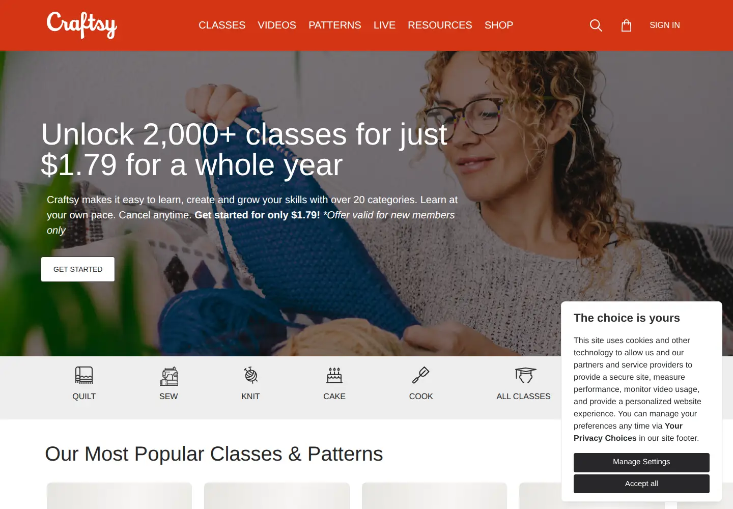 Screenshot of craftsy.com