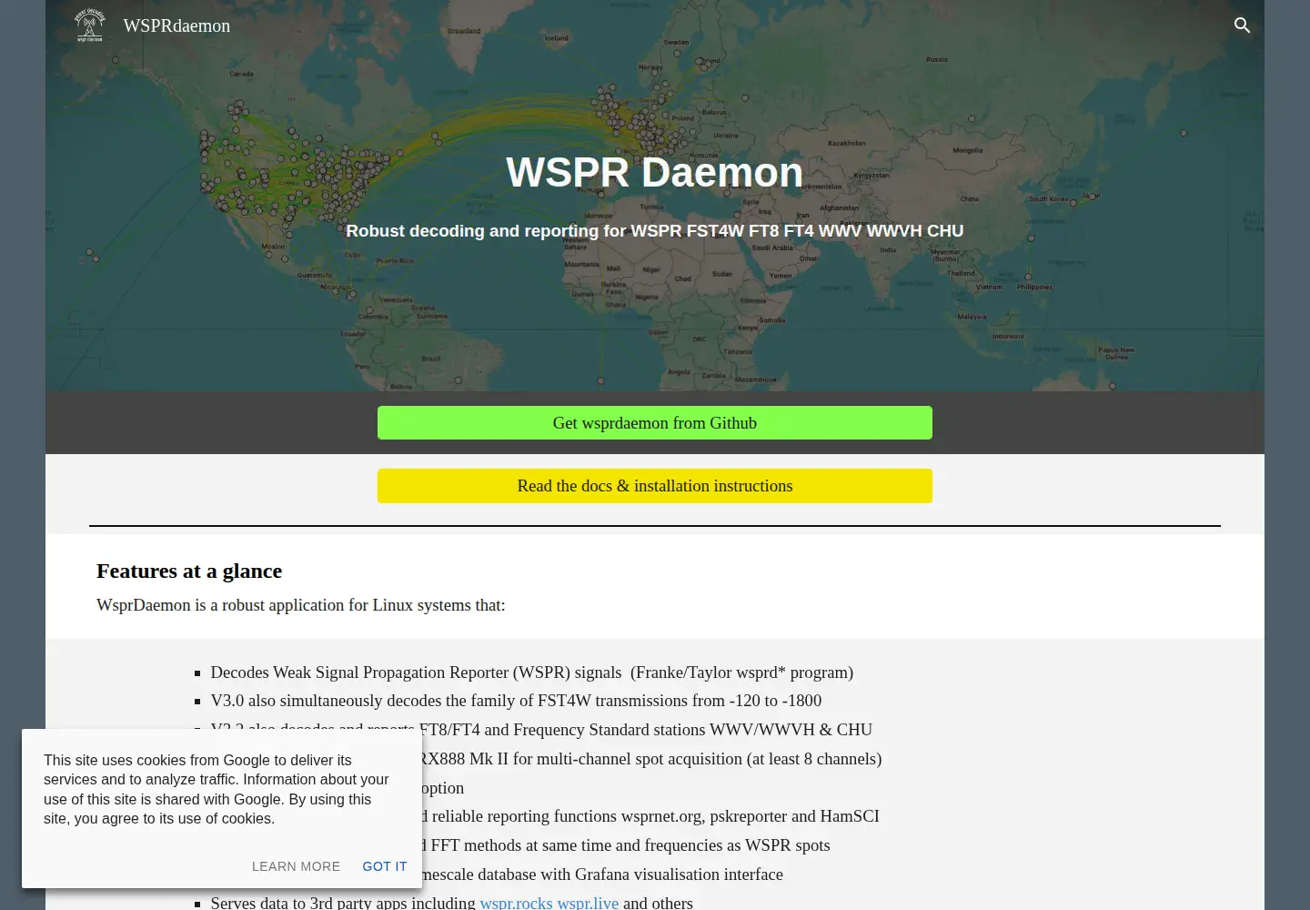 Screenshot of wsprdaemon.org