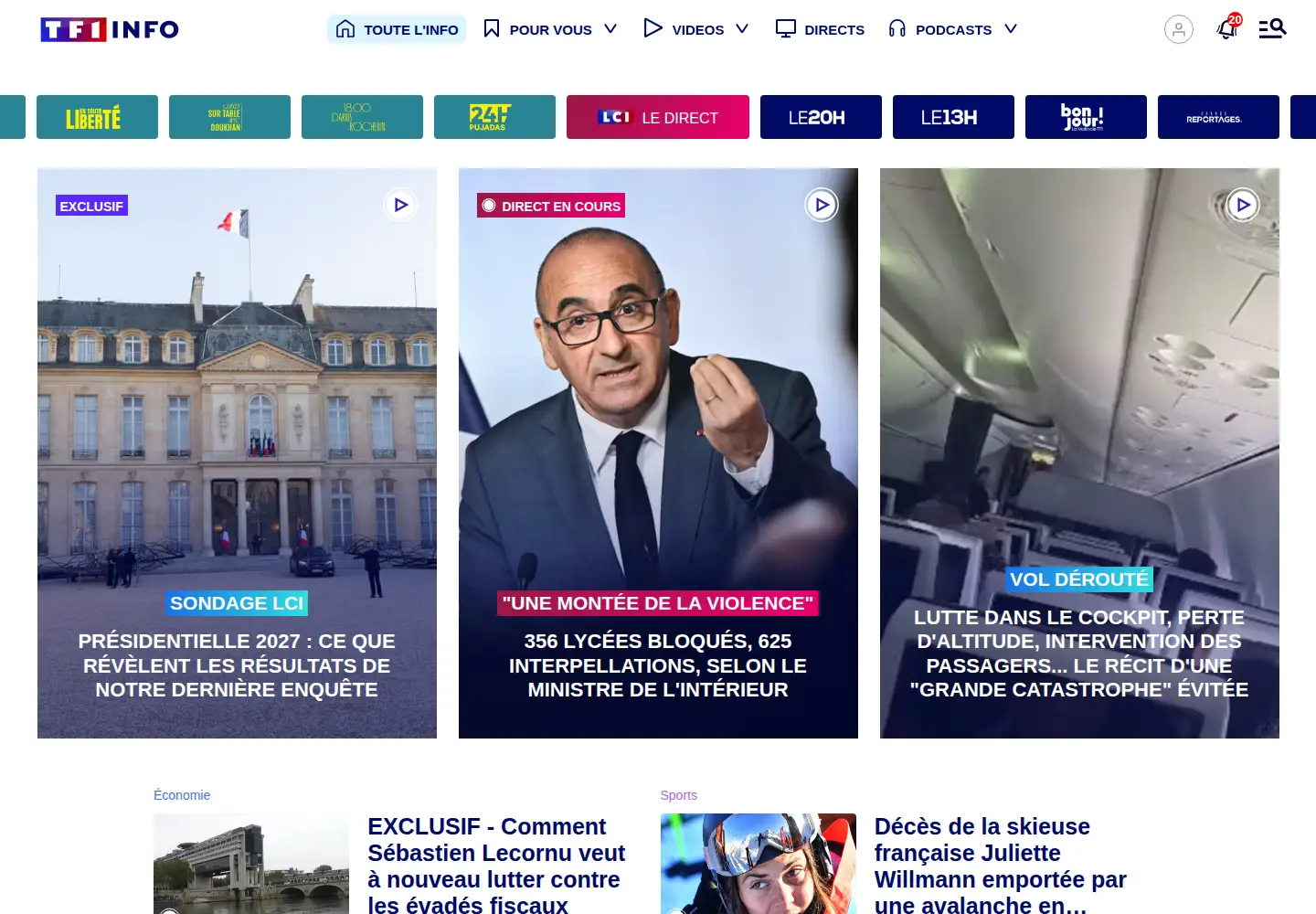 Screenshot of tf1info.fr