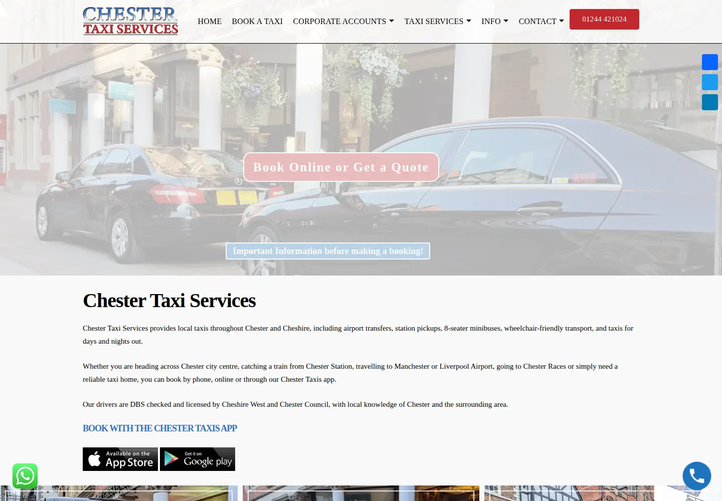 Screenshot of taxis-in-chester.co.uk