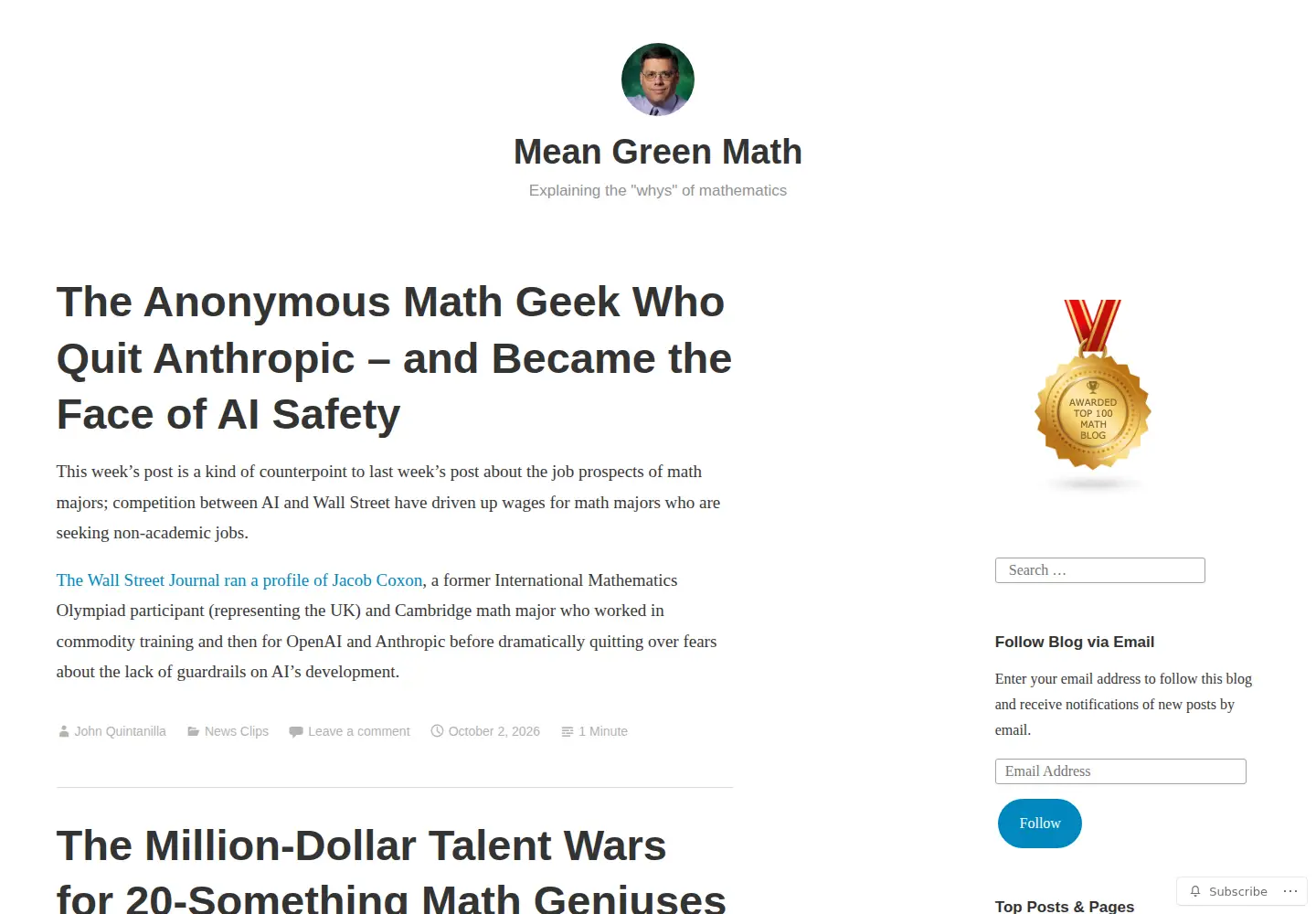 Screenshot of meangreenmath.com