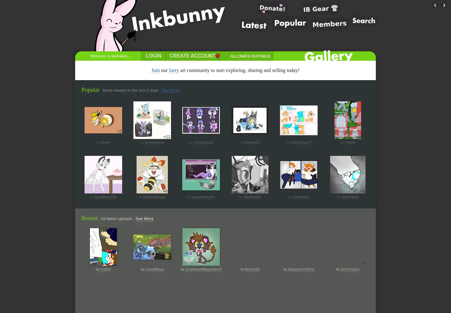 Screenshot of inkbunny.net