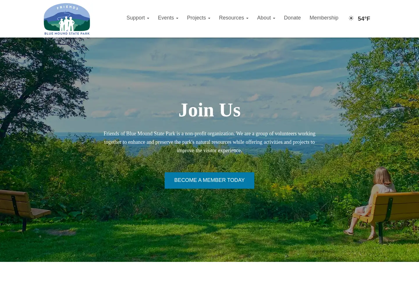 Captured homepage of friendsofbluemound.org in the current scan