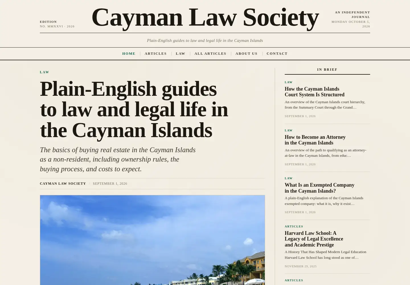 Screenshot of caymanlawsociety.com