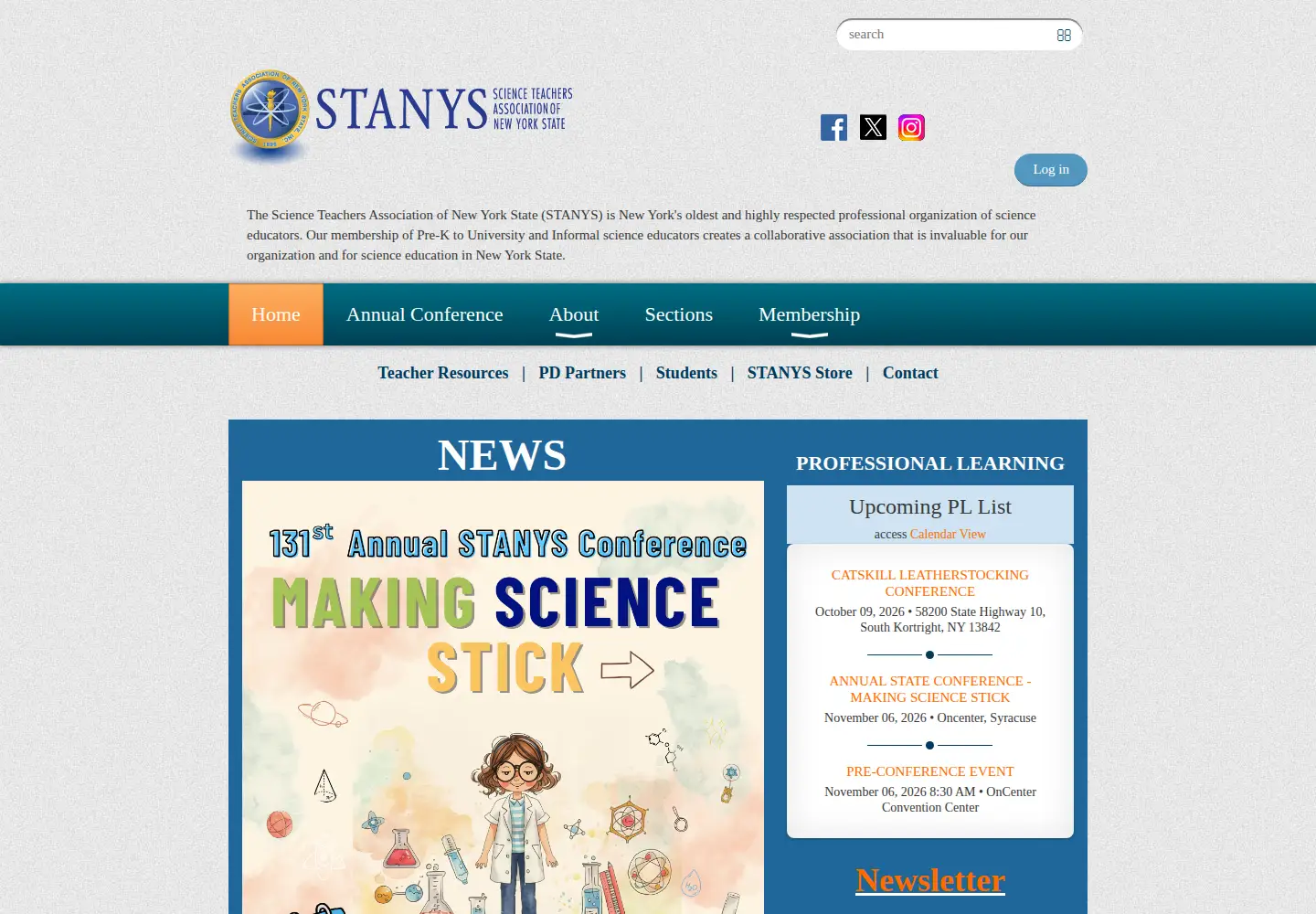 Captured homepage of stanys.org in the current scan