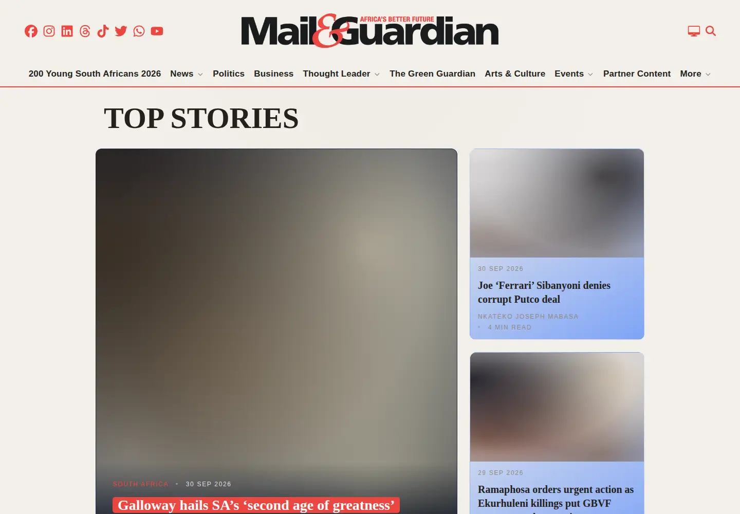 Screenshot of mg.co.za
