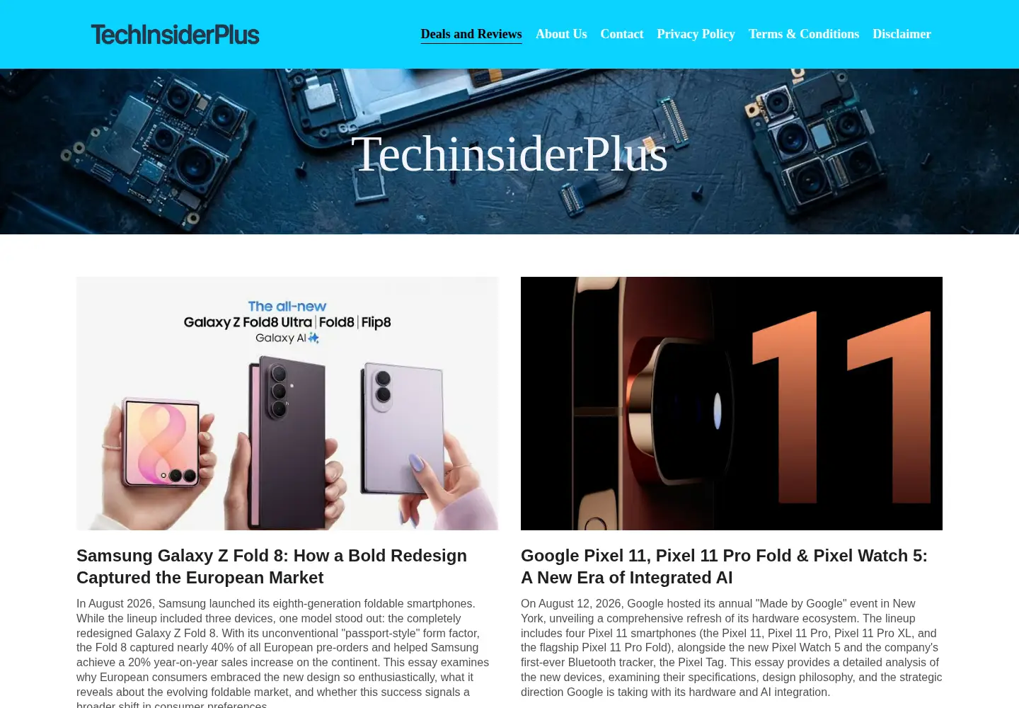 Captured homepage of techinsiderplus.com in the current scan