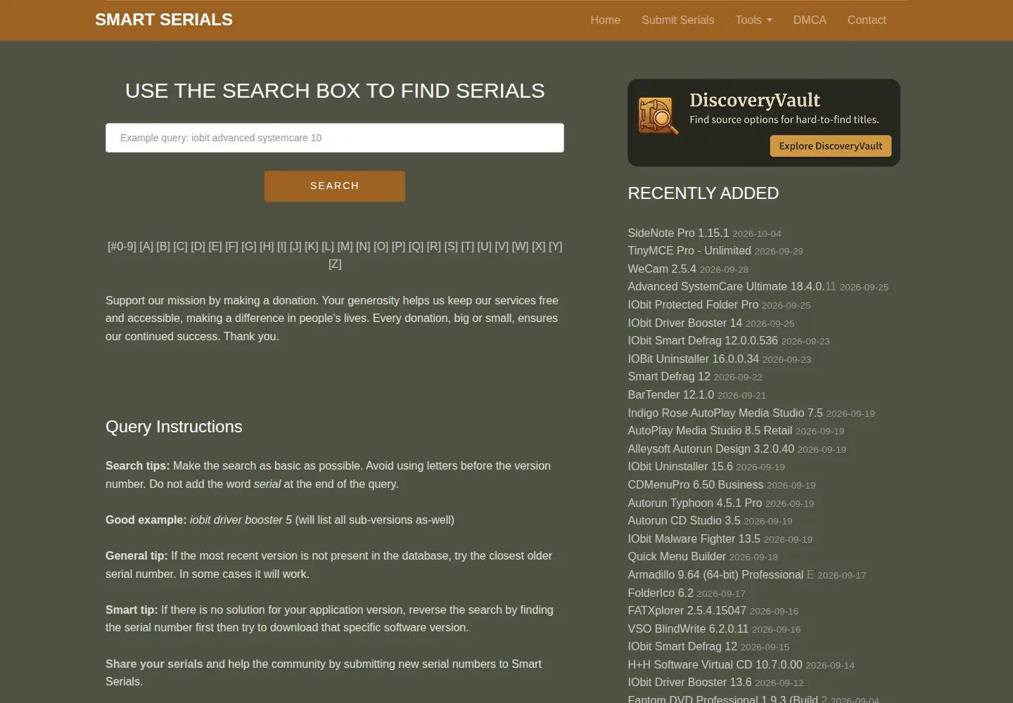 Screenshot of smartserials.com