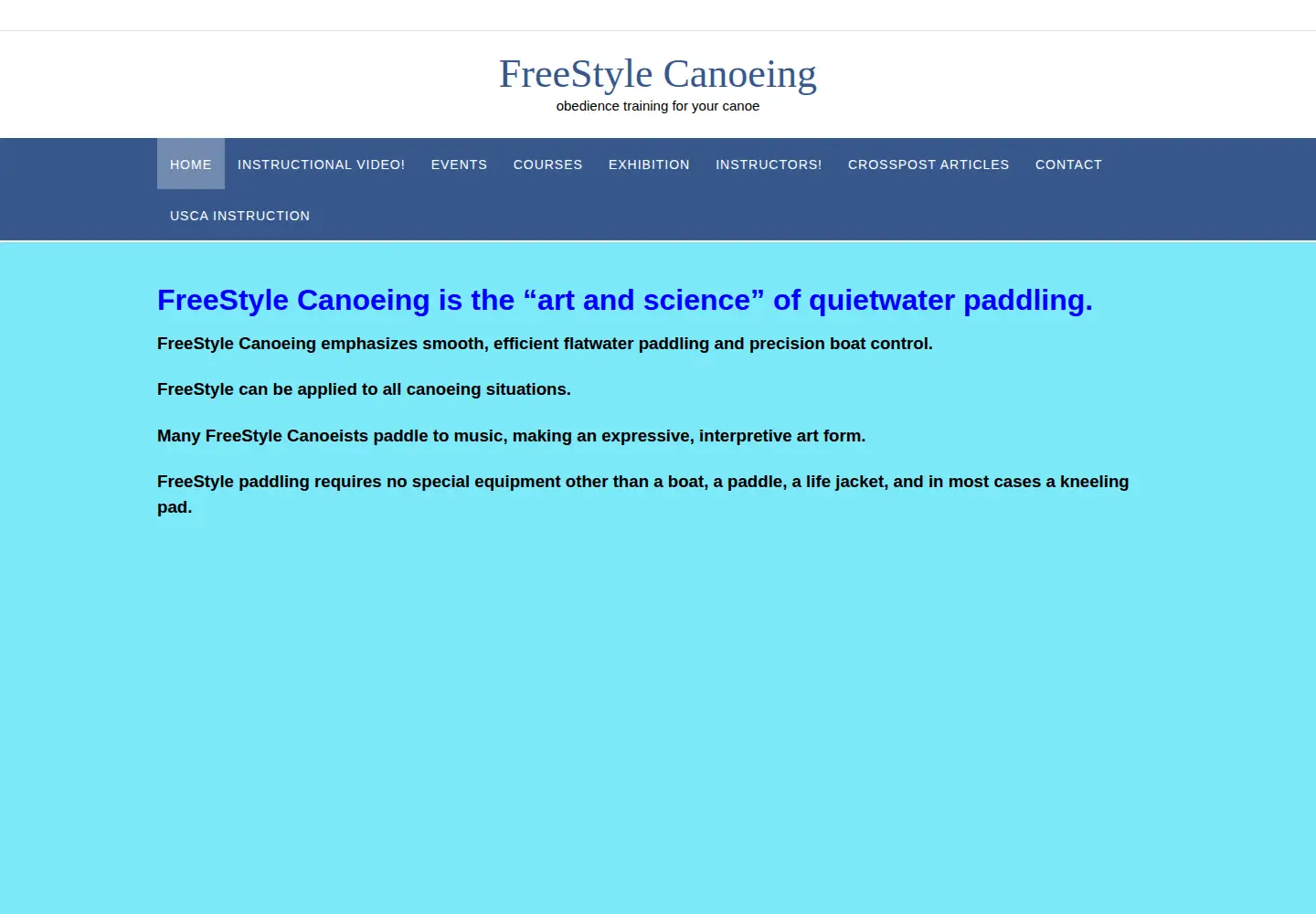 Screenshot of freestylecanoeing.com