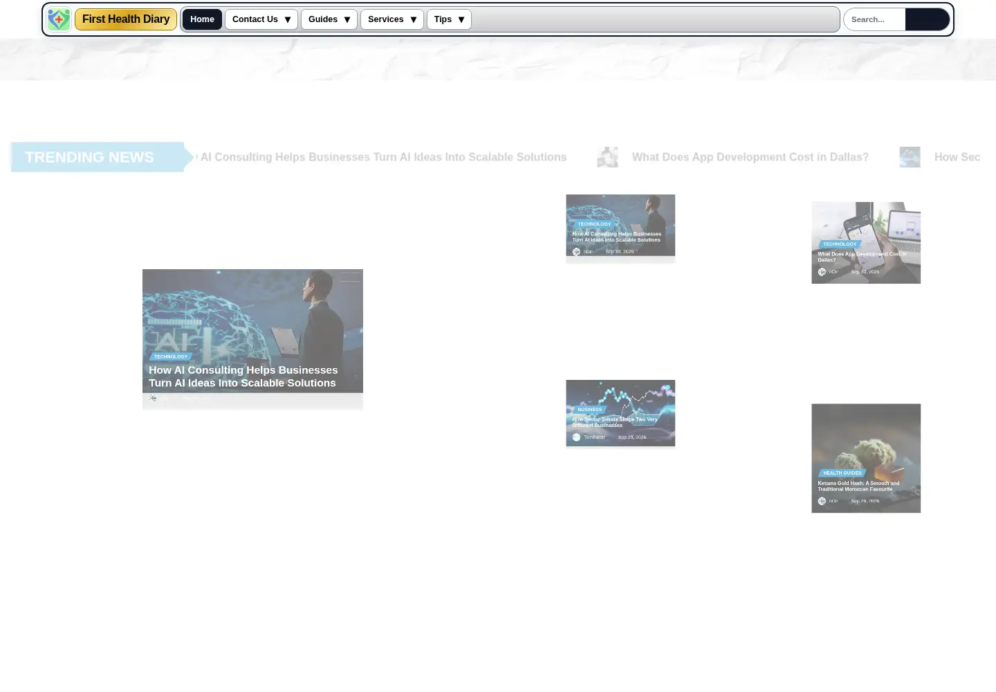 Screenshot of firsthealthdiary.com