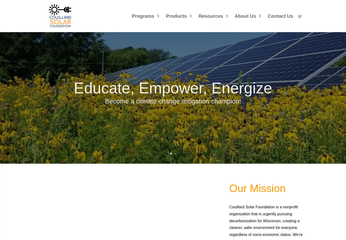 Captured homepage of couillardsolarfoundation.org in the current scan