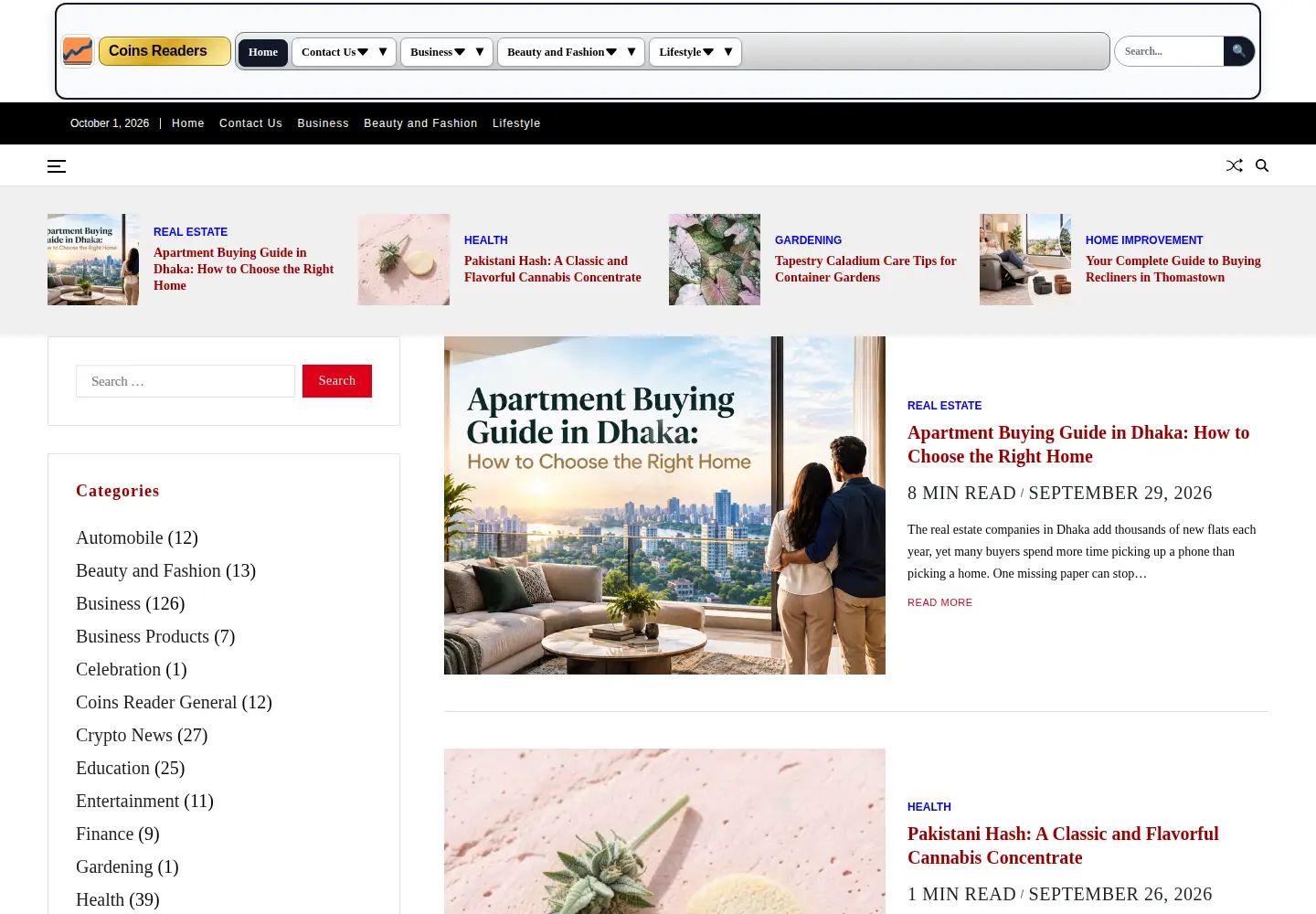 Screenshot of coinsreader.com