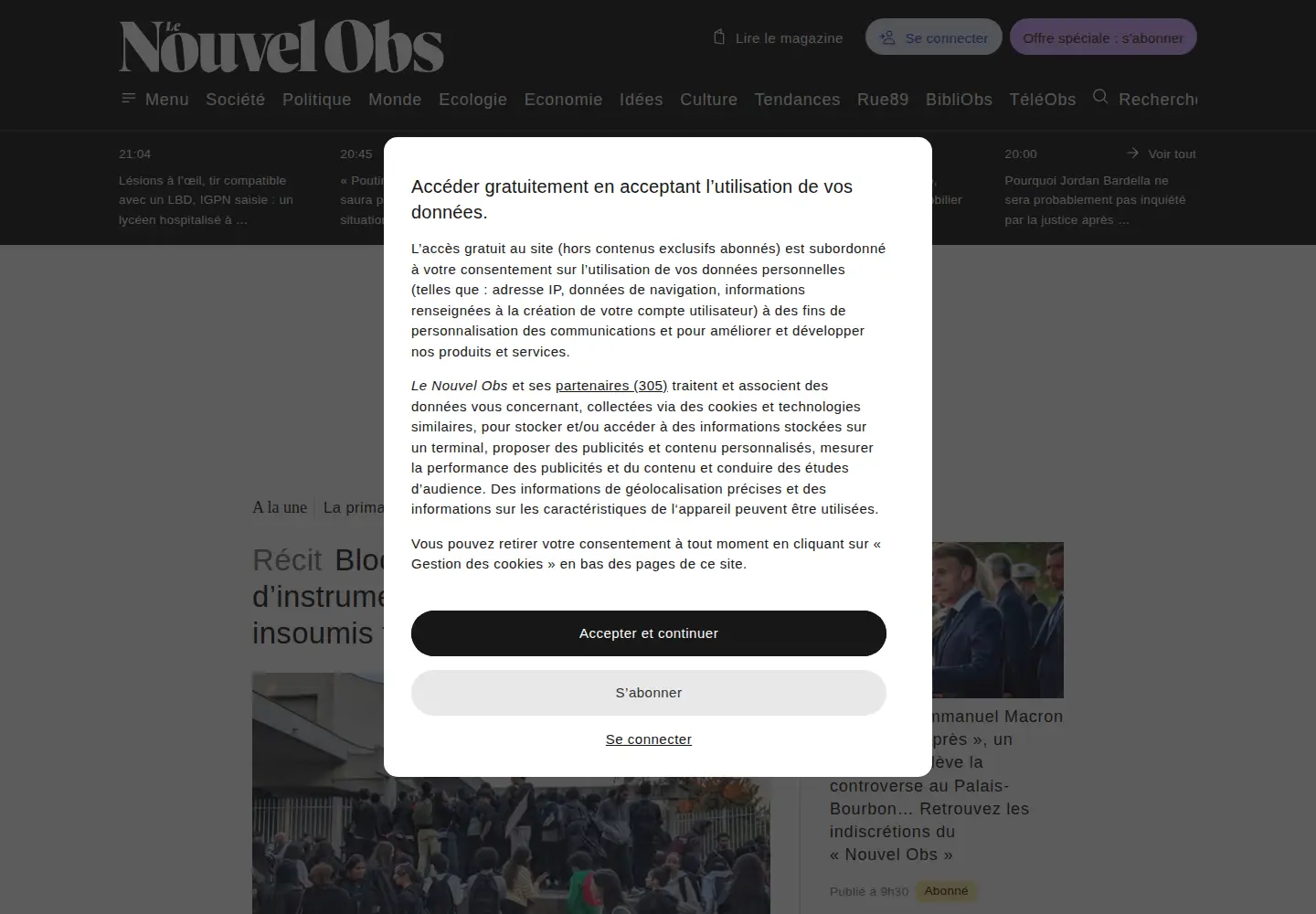 Screenshot of nouvelobs.com